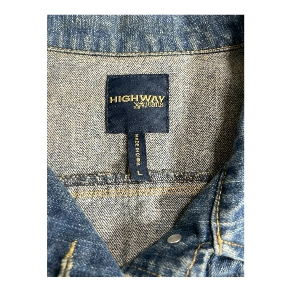 HIGHWAY JEANS Upcycle Blue Front Denim Jean Vest XL Juniors Nickelodeon